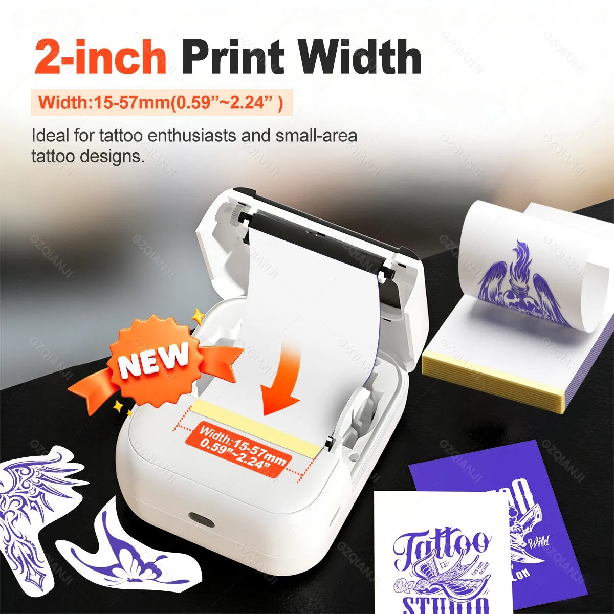 58mm Bluetooth Tattoo Stencil Printer – Mini 2" Thermal Maker Tattoo Stencil Printer PRIMED