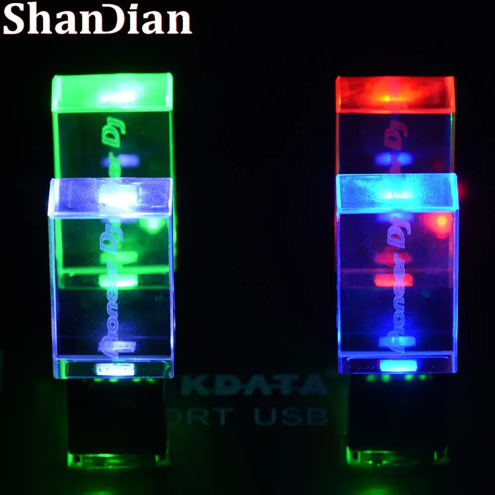 JASTER LED USB Flash Drive 128GB High Speed Crystal Pendrive USB Flash Drive PRIMED