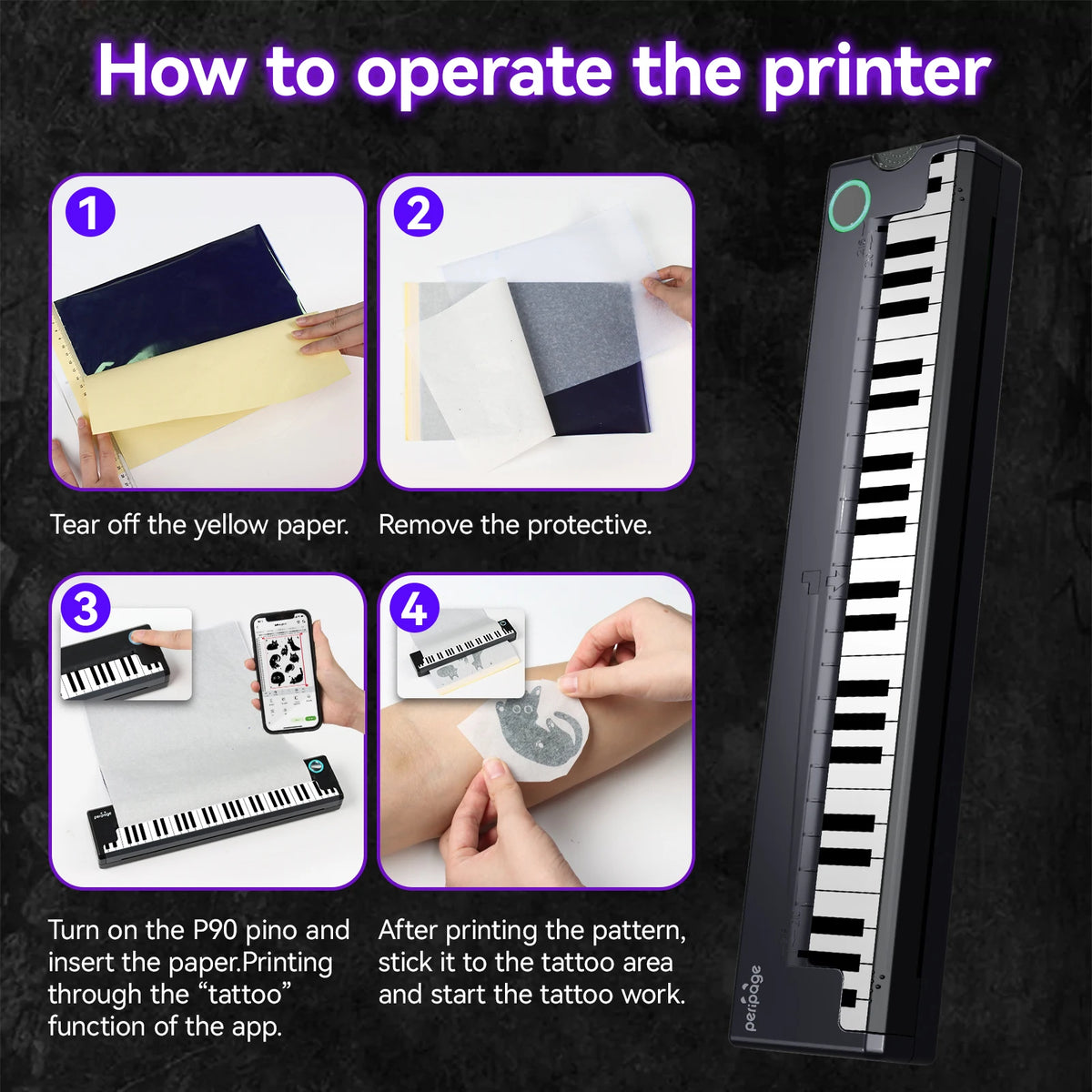 PeriPage P90 Pino Wireless Tattoo Stencil Printer | Thermal Tattoo Stencil Printer PRIMED