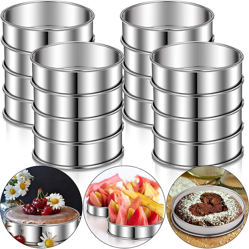 LMETJMA 6-Piece Stainless Steel Muffin & Tart Rings 10.5cm Baking Mold Rings PRIMED