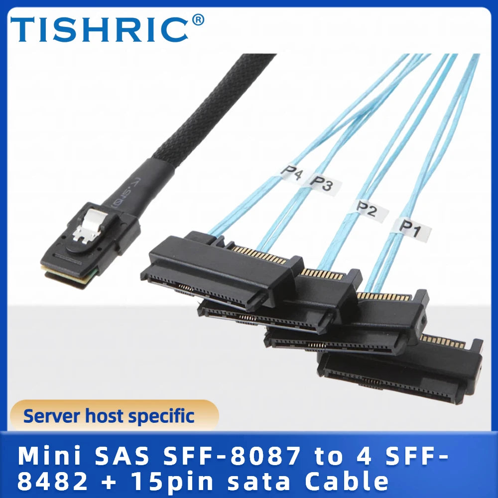 TISHRIC Mini SAS SFF-8643/8087 to SFF-8482 4x SATA Cable SAS SATA Cable PRIMED SFF8087 To SFF8482 0.5M China Mainland