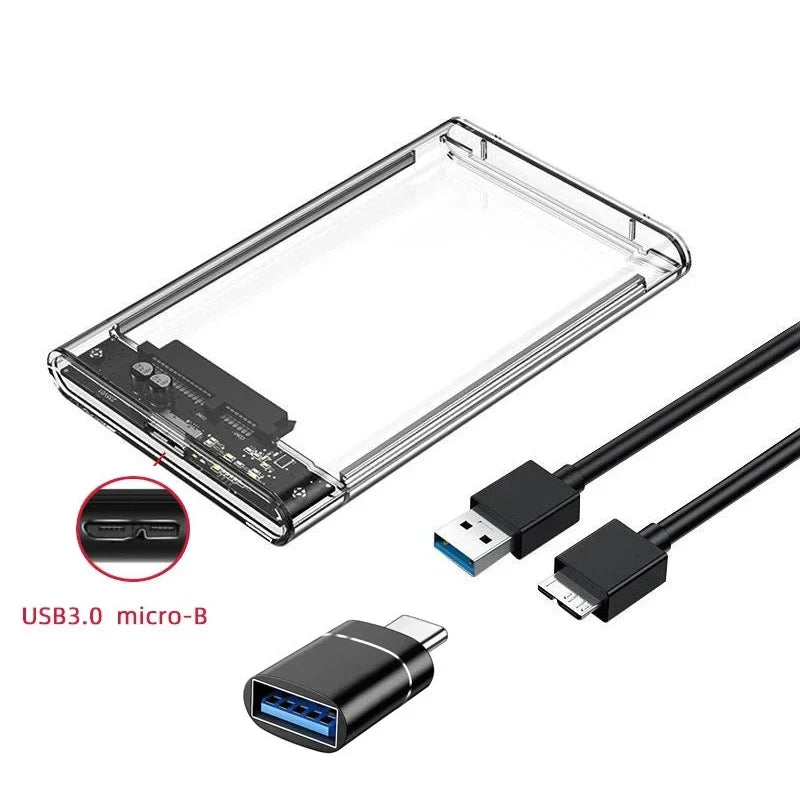 USB 3.0 2.5" SATA HDD SSD Enclosure | 5Gbps Transparent Case HDD Enclosure PRIMED USB 3.0 with adapter