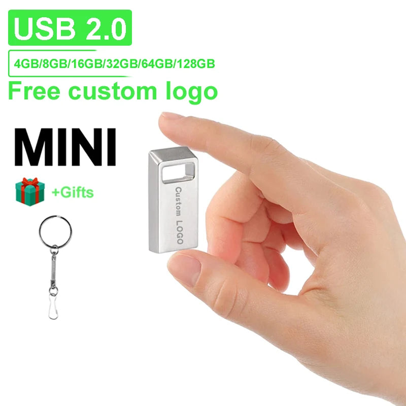 JASTER Mini Metal USB 2.0 Flash Drive Silver 4GB–64GB USB Flash Drive PRIMED