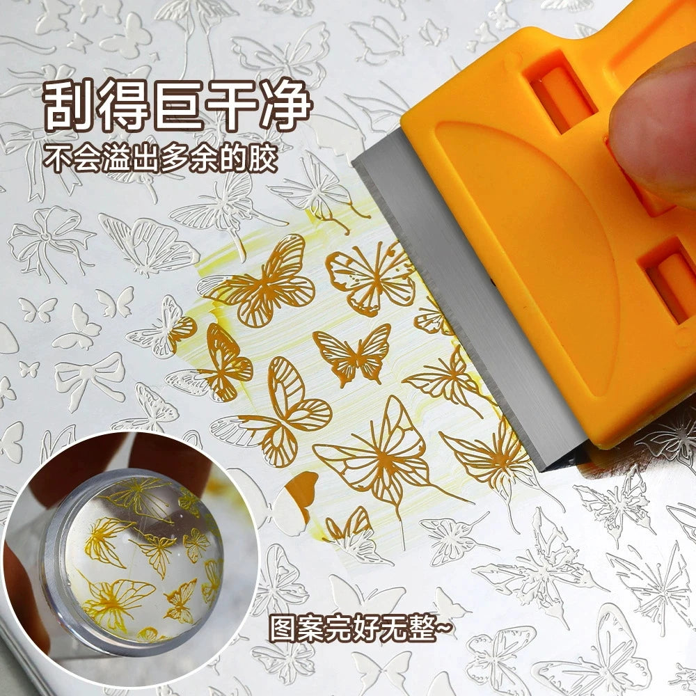 Nail Art Stamping Scraper & Silicone Glue Removal Spatula