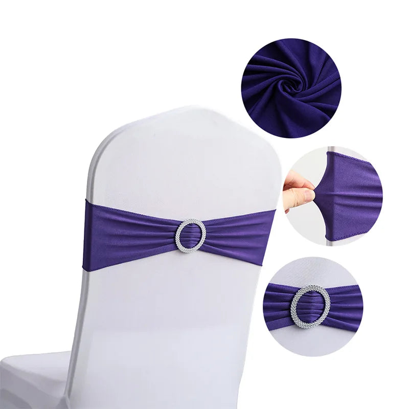 10 Pcs Spandex Chair Sashes with Buckle Slider | Wedding Décor