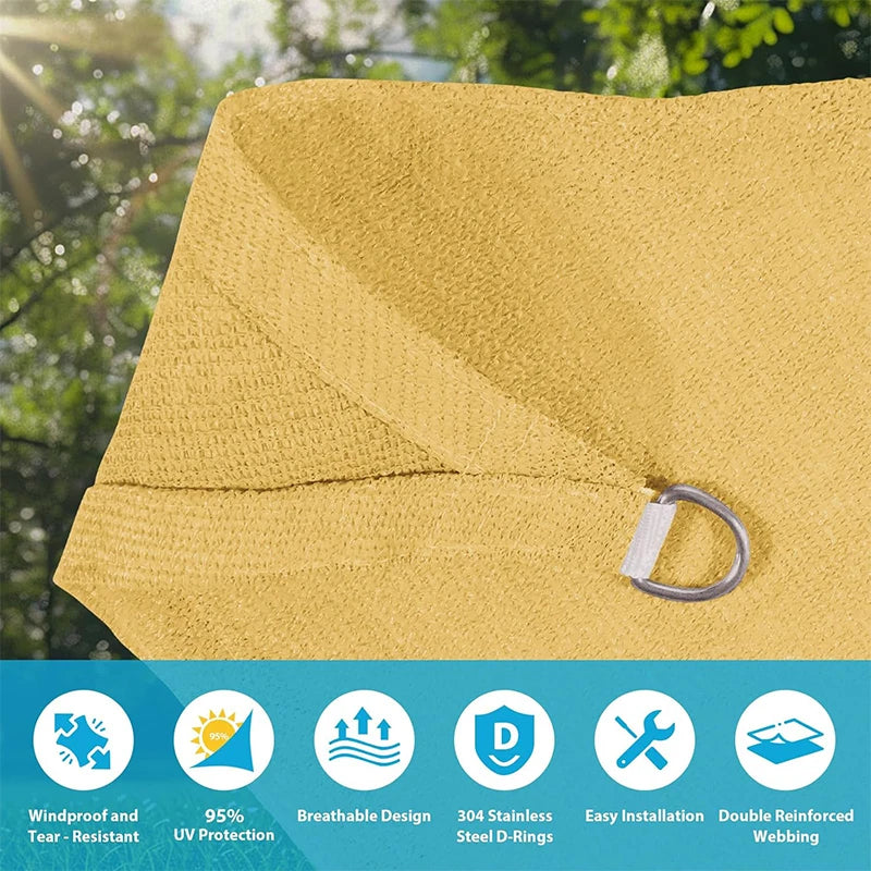 Sun Shade Sail Triangle & Rectangle HDPE Canopy – Patio Garden Sun Shade Sail PRIMED