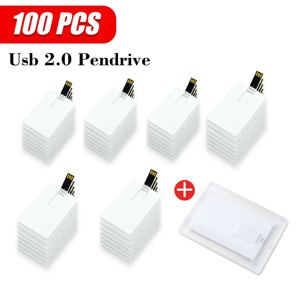 Custom Logo Credit Card USB Flash Drive Bulk 10/50/100 Pcs Custom USB Flash Drive PRIMED 4GB 100-white-box