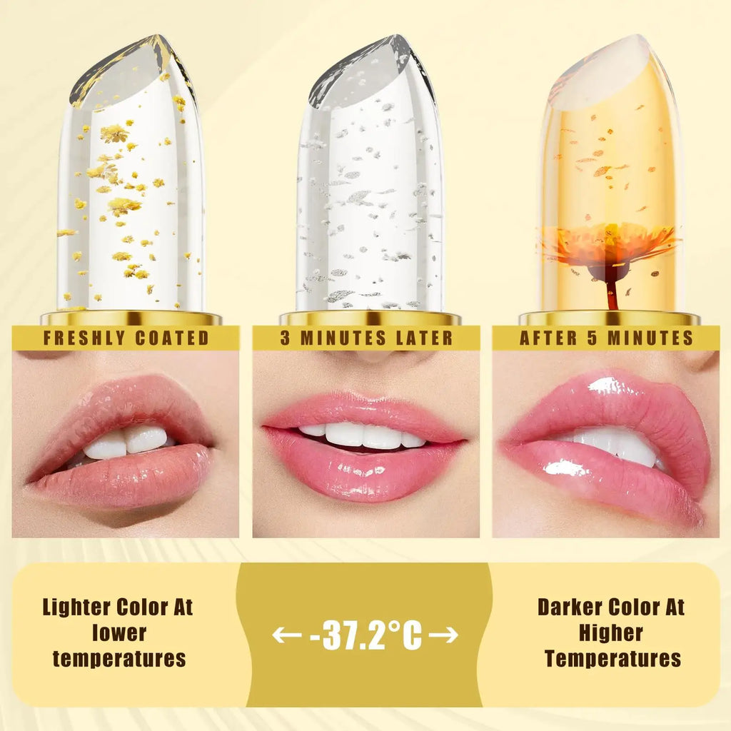 Hello Kiss Gold Foil Color-Change Plumping Lip Balm | Vegan Color Change Lip Balm PRIMED