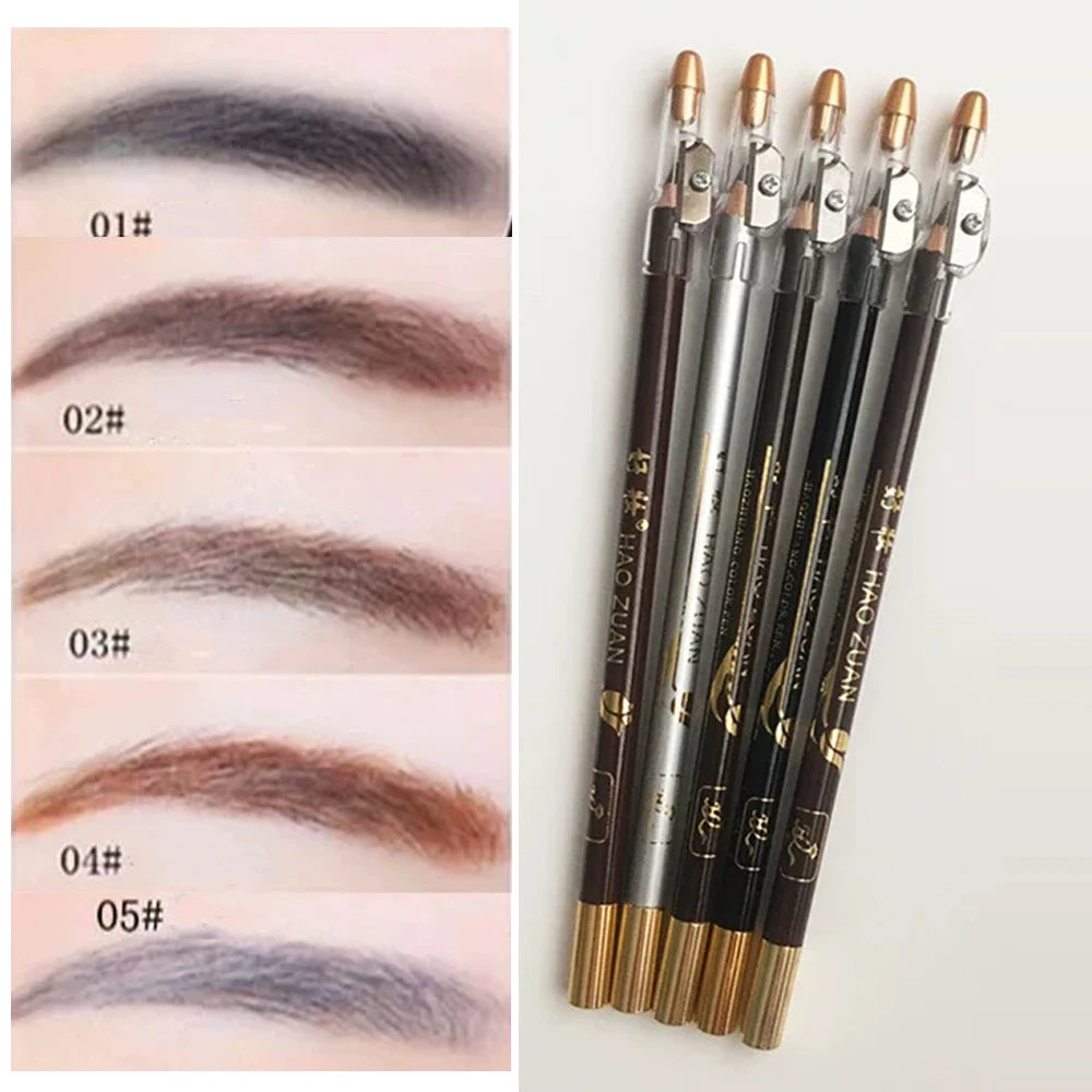 Wooden Eyebrow & Eyeliner Pencil with Built-In Sharpener