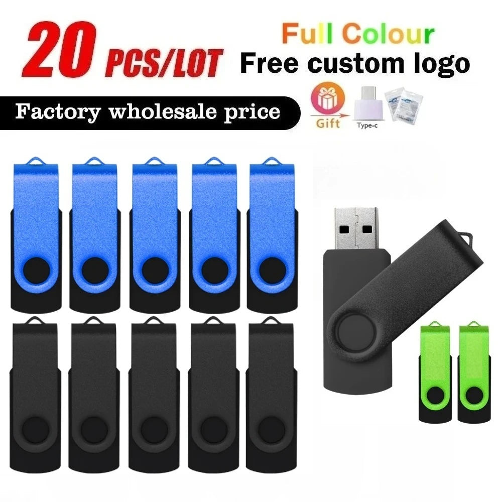 20-Pack Custom Logo USB Flash Drives 4GB–64GB | Bulk Gift Custom USB Flash Drive PRIMED