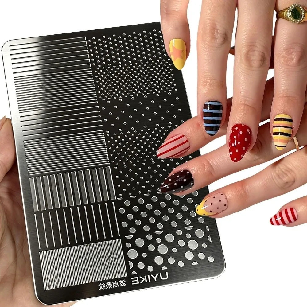 Nail Art Stamping Plates – Dotting & Stripe 3D DIY Stencils