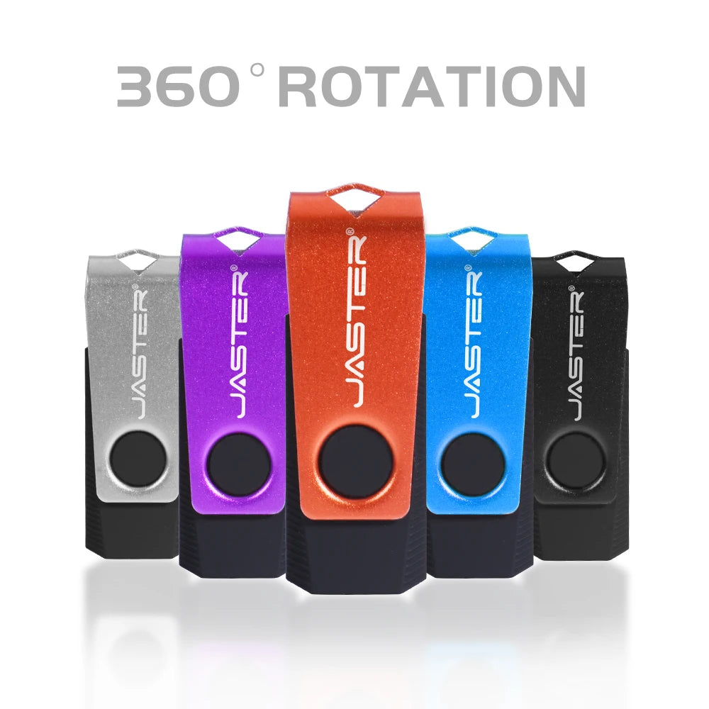 JASTER Rotatable USB Flash Drive 16–128GB + Free Keychain USB Flash Drive PRIMED