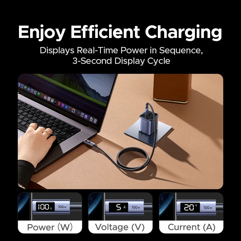 UGREEN 240W USB-C Cable Digital Display Fast Charging 1–3m USB-C Charging Cable PRIMED