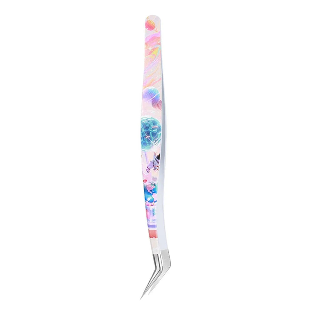 Curved Stainless Steel Eyelash Tweezers – Anti-Static Precision Eyelash Tweezers PRIMED 2