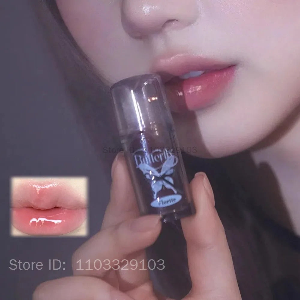 FLORTTE Butterfly Mirror Lip Gloss – Jelly Tint & Glaze Lip Gloss PRIMED