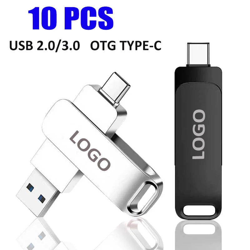 10-Pack Type-C USB 3.0 OTG Flash Drive 32–256GB Metal USB Flash Drive PRIMED