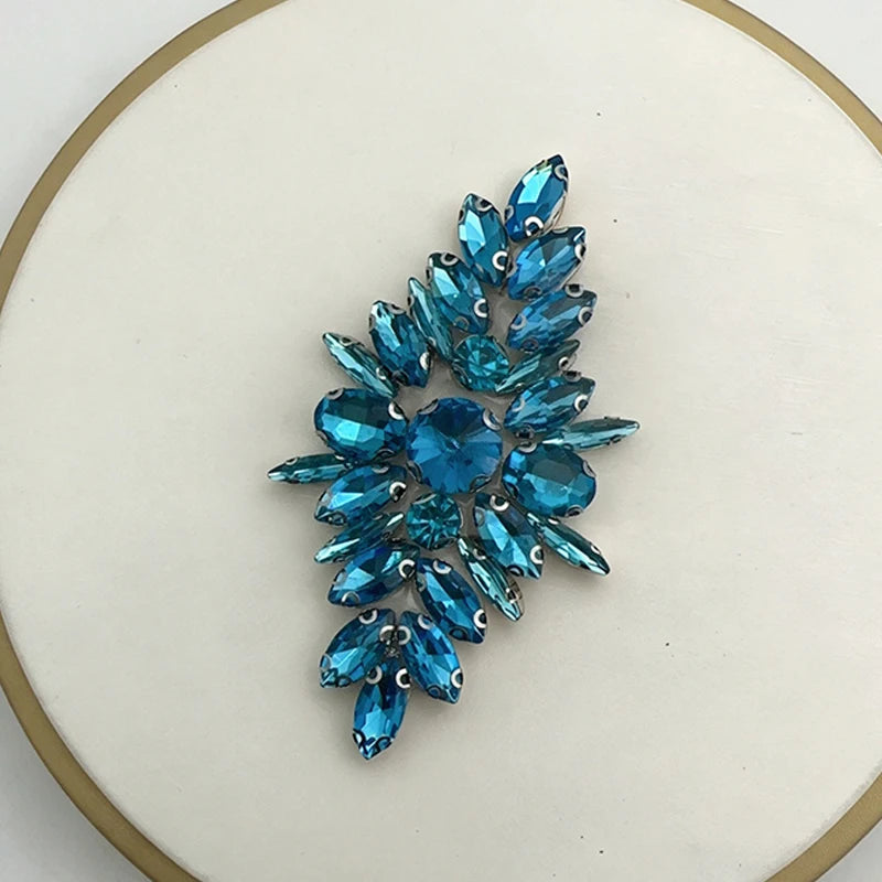 Iron-On Rhinestone Floral Applique – Crystal Patch for Bridal DIY
