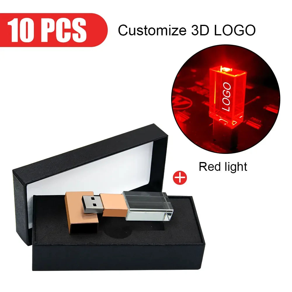 10-Pack Crystal USB Flash Drives 4–128GB | Free Custom Logo USB Flash Drive PRIMED 128 GB Red-C