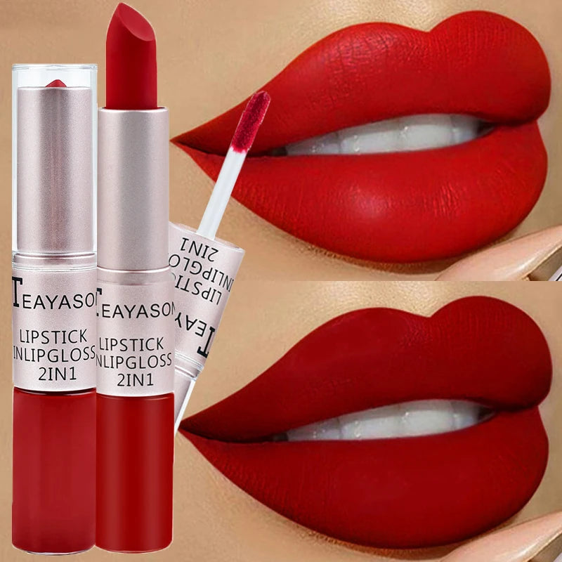 TEAYASON 2-in-1 Velvet Matte Lipstick & Lip Gloss Waterproof