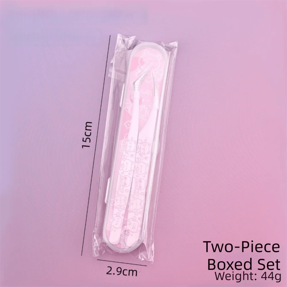 Cartoon Eyelash Extension Tweezers – Stainless Steel Lash Tool Eyelash Tweezers PRIMED Pink-Type C