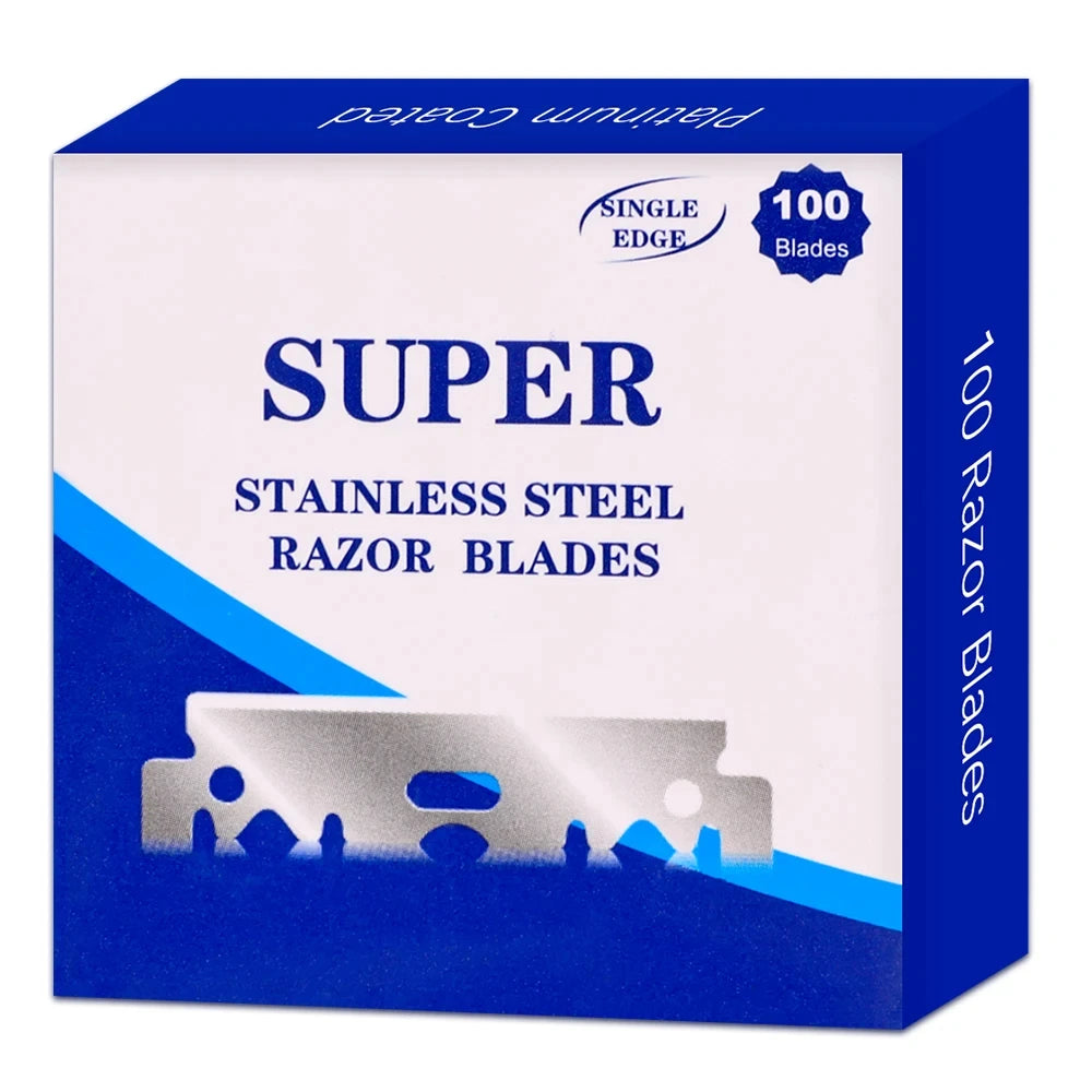 BARBERTOP 100-Pack Stainless Steel Safety Razor Blades for Men