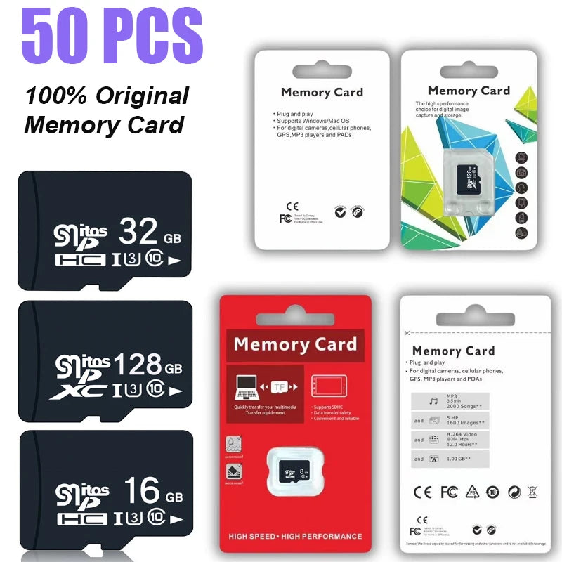 50-Pack Class 10 TF/SD Flash Memory Cards 1GB–128GB | Ceamere Flash Memory Cards PRIMED