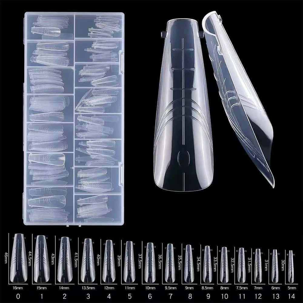 150Pcs Reusable Sandwich Nail Forms – 15 Sizes Clear PP