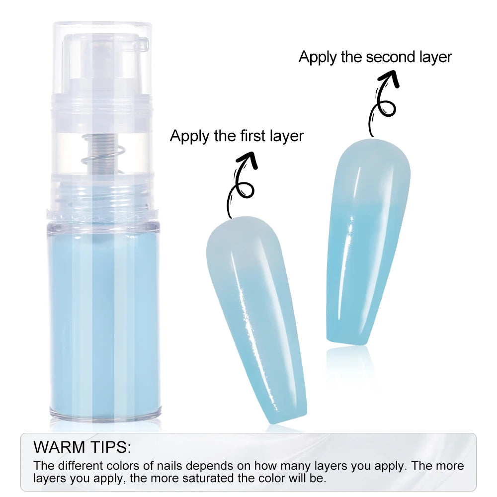 MAFANAILS 12-Color Ombre Spray Nail Glitter Powder 10g