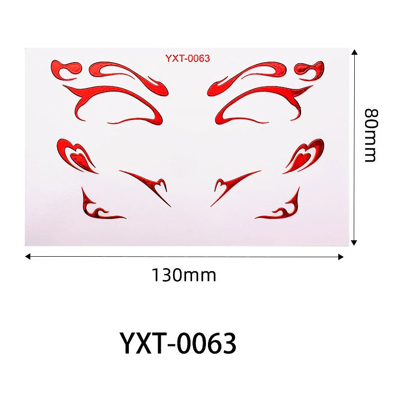 Purple Red Metallic Eye Makeup Stickers | Temporary Tattoo