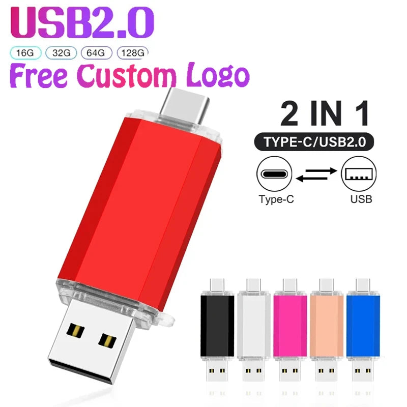 JASTER 2-in-1 Type-C OTG USB Flash Drive 4GB–128GB USB Flash Drive PRIMED