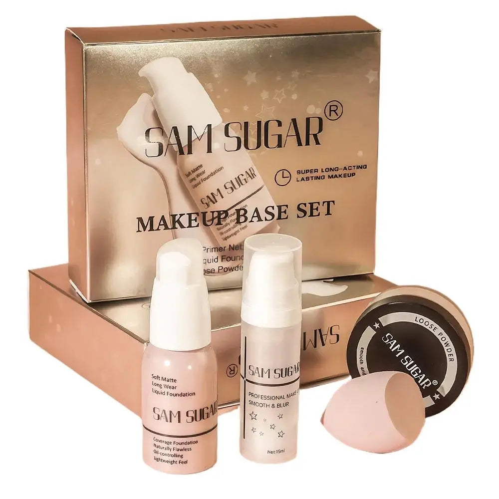 SAM SUGAR Makeup Base Set – Primer, Foundation & Powder