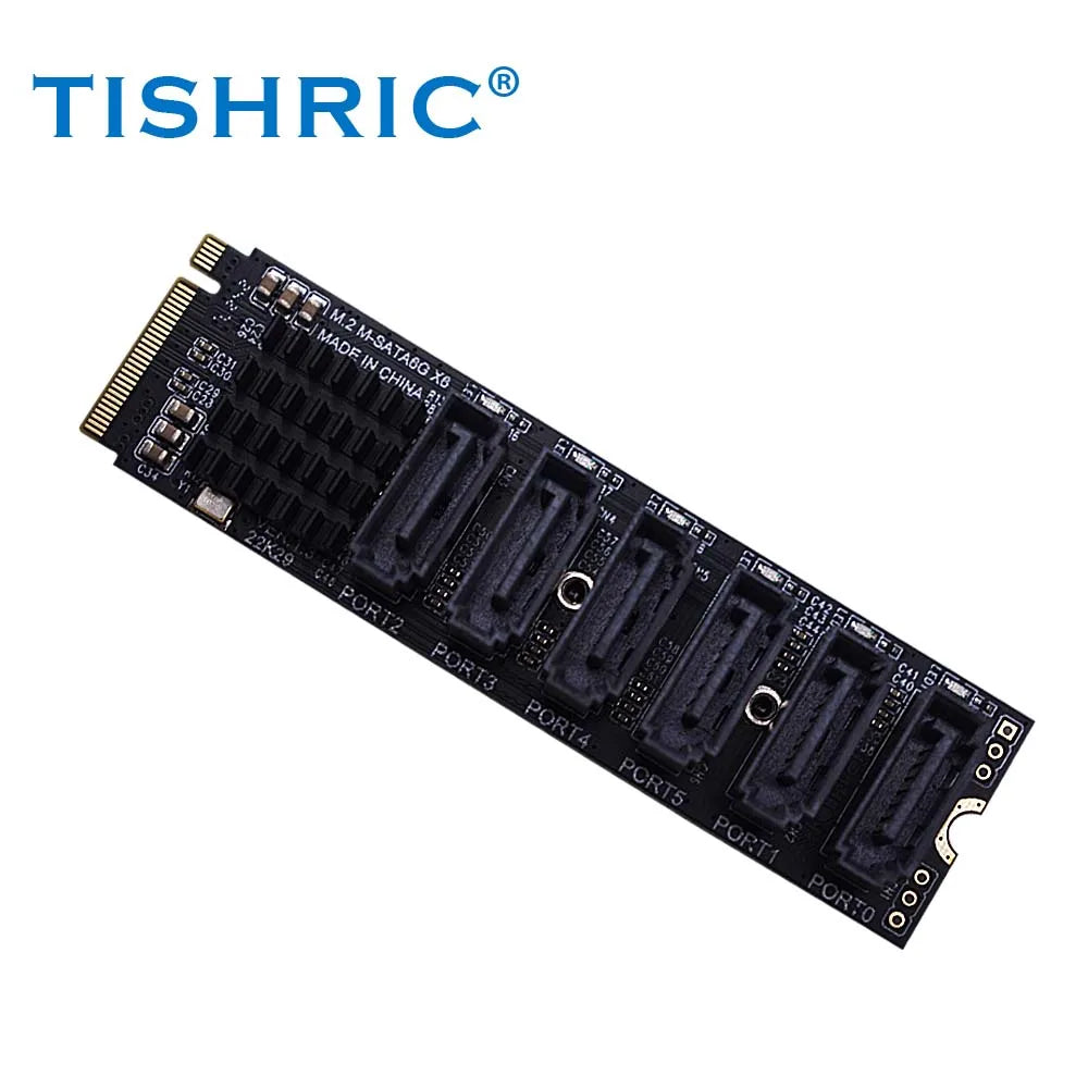 TISHRIC M.2 NVMe PCIe to SATA 6/8/9-Port Expansion Card 6Gbps PCIe SATA Expansion Card PRIMED 6 Ports Sata China Mainland