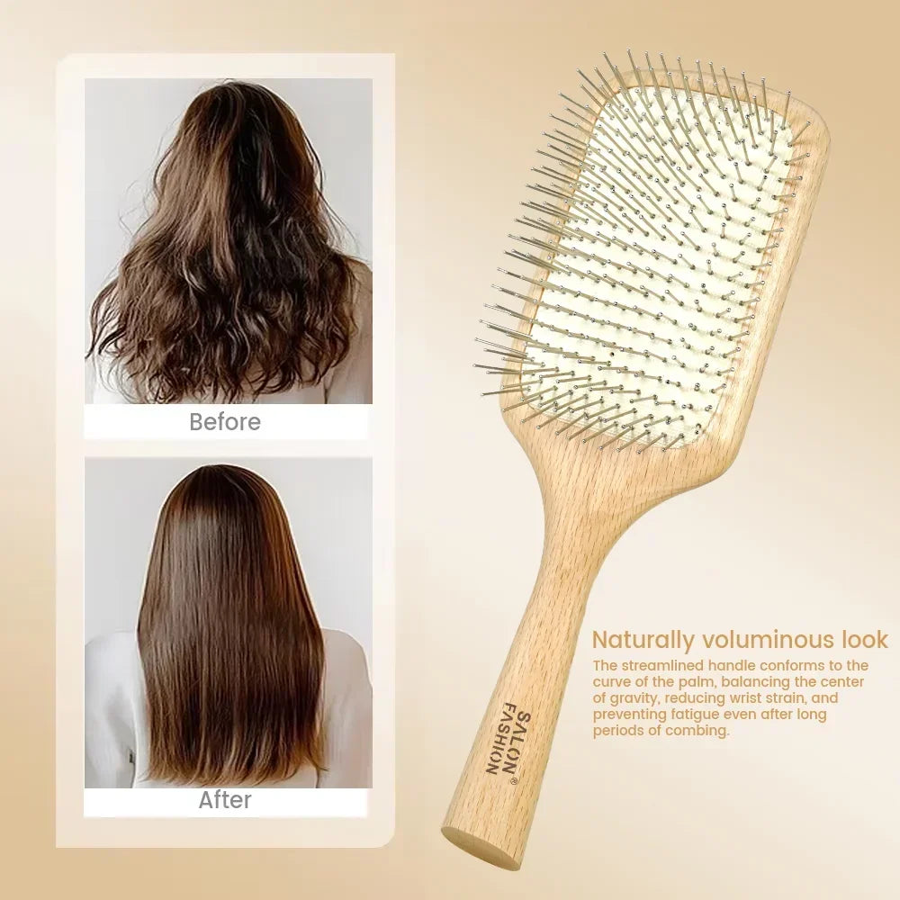 Wooden Air Cushion Massage Comb – Anti-Static Hair Care