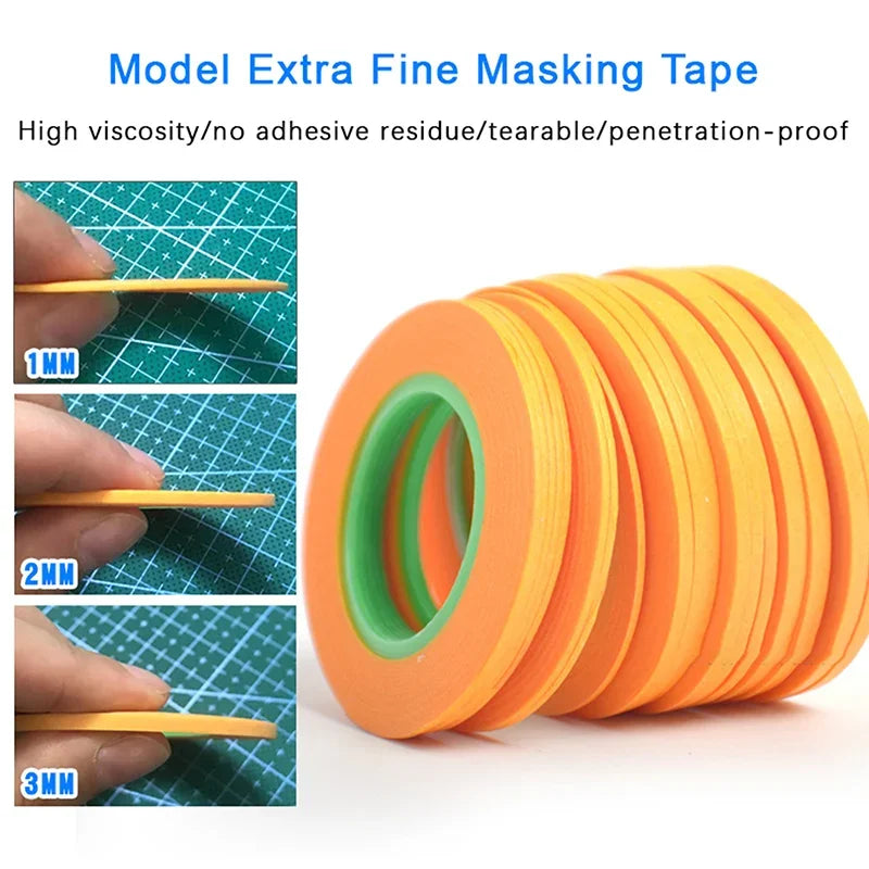 Ultra-Fine Model Masking Tape 1mm 2mm 3mm – 18m Roll