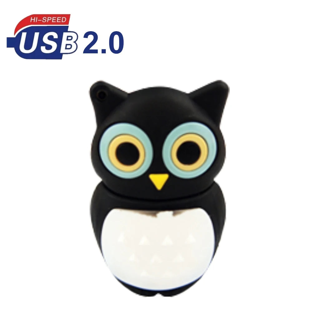 Cute Animal USB Flash Drive 2.0 – Cat Owl Penguin Frog 8–64GB USB Flash Drive PRIMED 4GB style 1