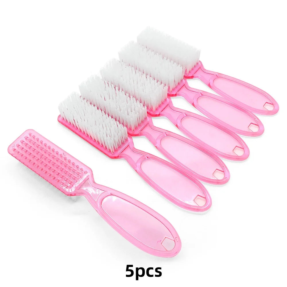 Transparent Pink Nail Brushes Ergonomic Handle | 2/5/10 Pack