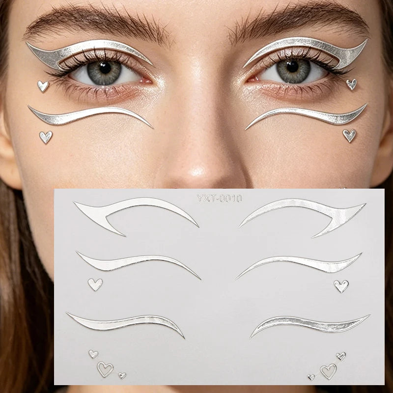 Holographic Laser Eyeliner Stickers – Waterproof Face Art Decals Face Art Sticker PRIMED YXT-010-1Pc