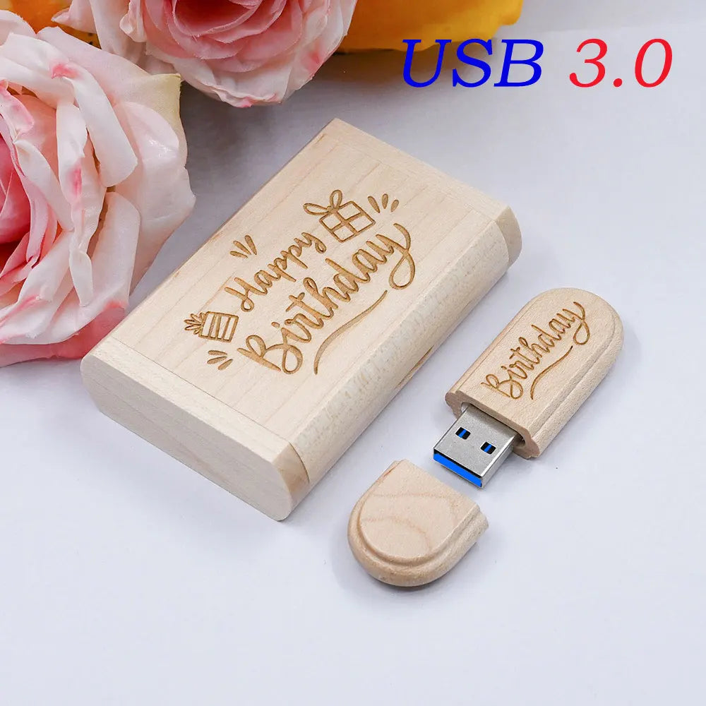 30-Pack Wooden USB 3.0 Flash Drives | Free Custom Logo Engraving USB Flash Drive PRIMED