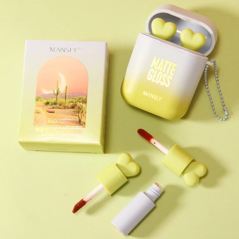 Velvet Matte Lip Gloss Set – Waterproof Long-Lasting | 2 Pcs