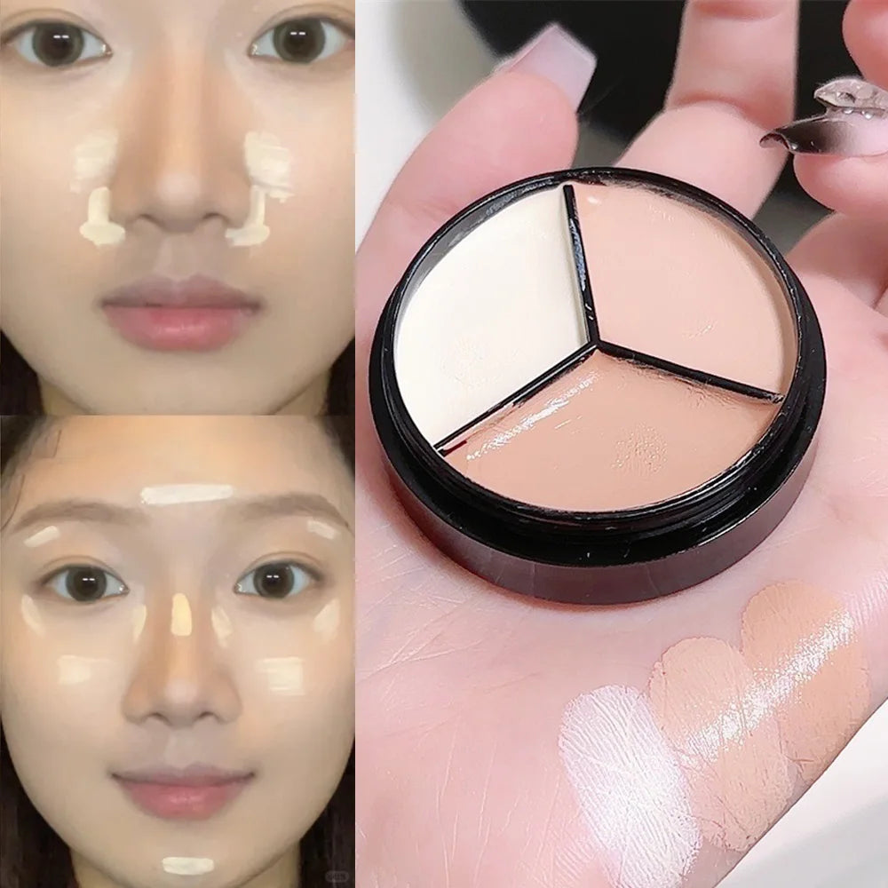 Tricolor Correcting Concealer Palette – Full Coverage Cream