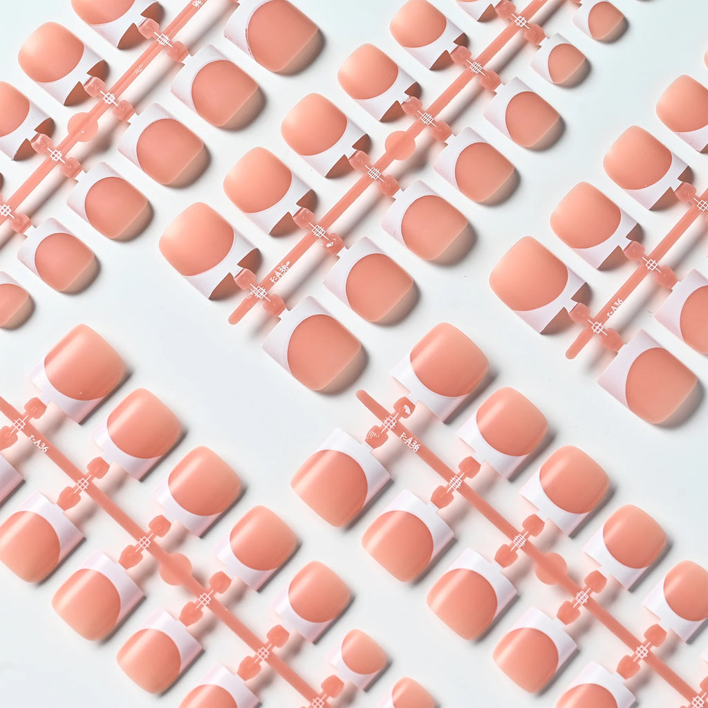 150Pcs Matte Press-On False Toenails – French Pink & White Tips Press-On Toenails PRIMED
