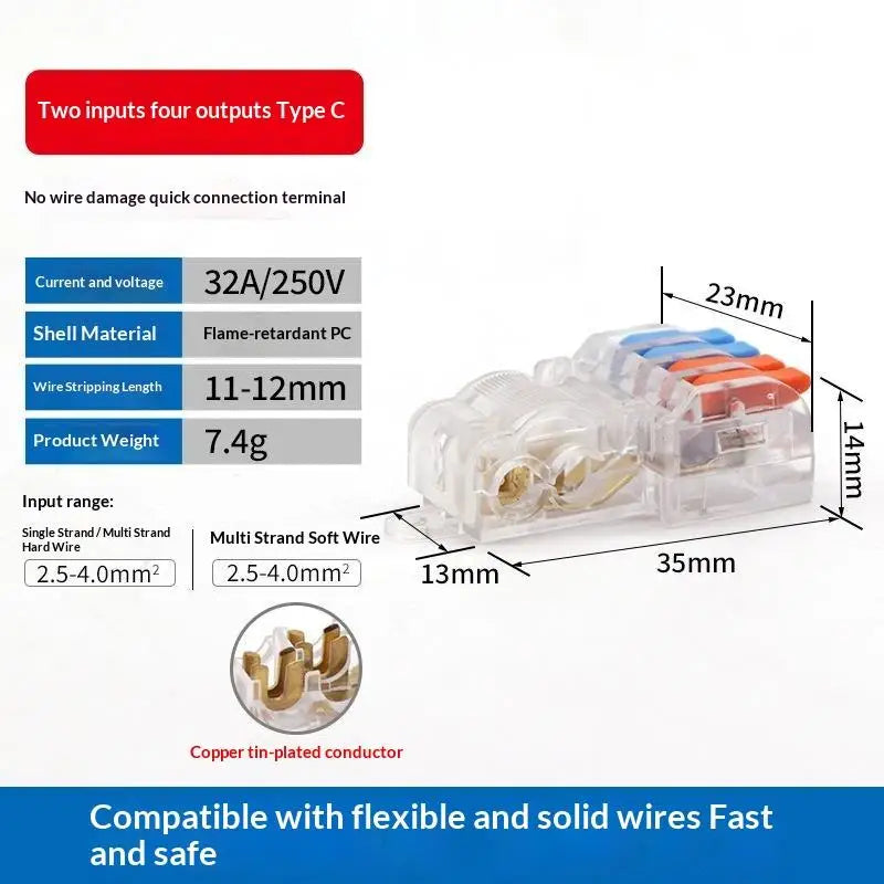 T-Type No-Strip Wire Connector | Quick Branch Terminal Block