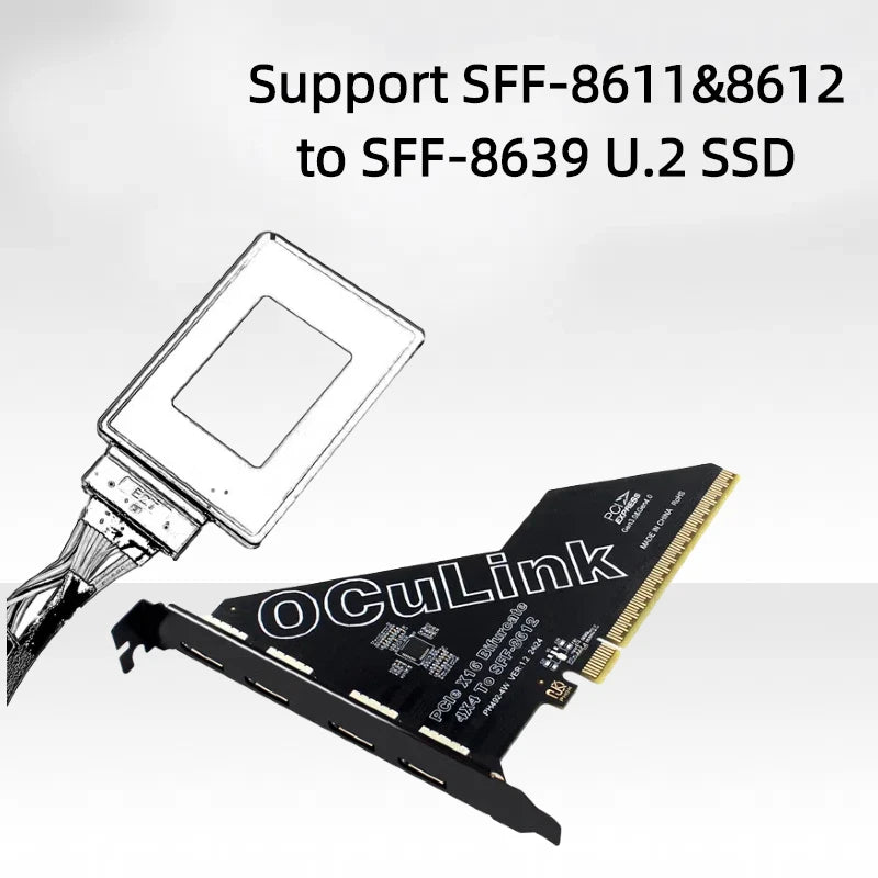TISHRIC PCIe 4.0 to Oculink SFF-8611/8612 U.2 Adapter Card PCIe Expansion Adapter PRIMED
