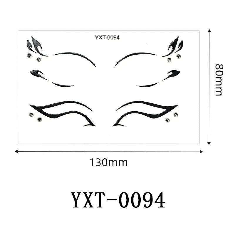 Gothic Metallic Eye Corner Temporary Tattoo Stickers | Cosplay Face Tattoo Stickers PRIMED YXT-094-1Pc