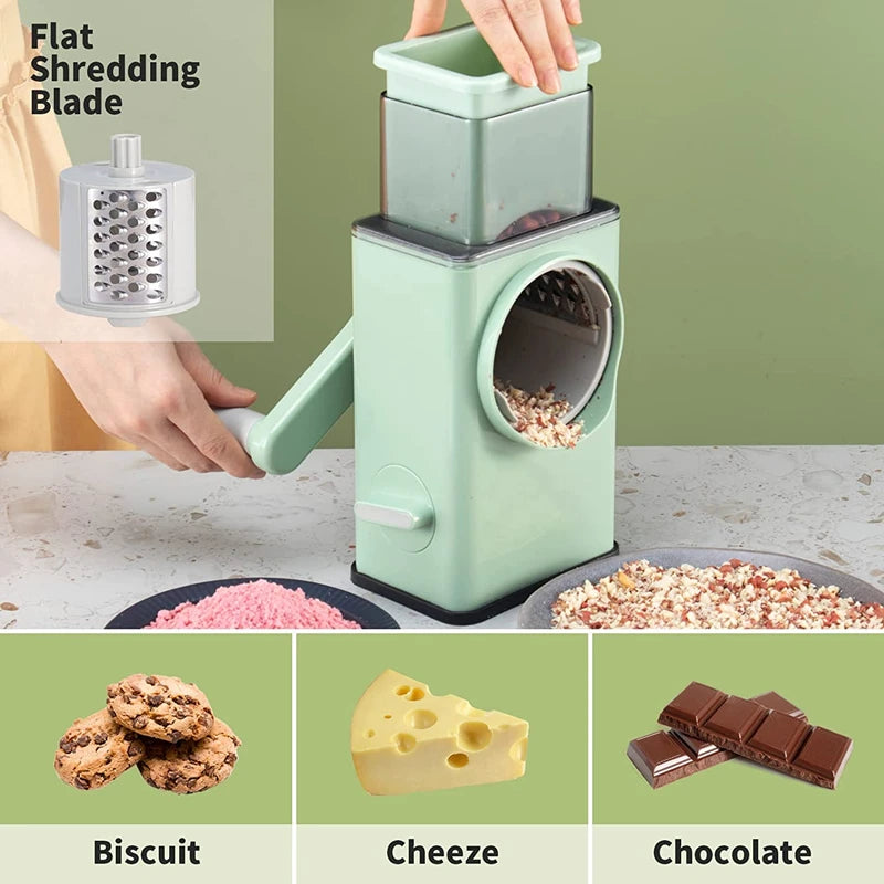 Rotary Vegetable Grater & Mandoline Slicer – 3 Drum Blades Rotary Vegetable Grater PRIMED