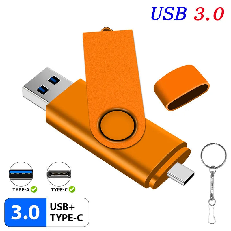 JASTER Dual Type-C & USB 3.0 OTG Flash Drive 32GB–512GB USB Flash Drive PRIMED 512GB Orange China Mainland