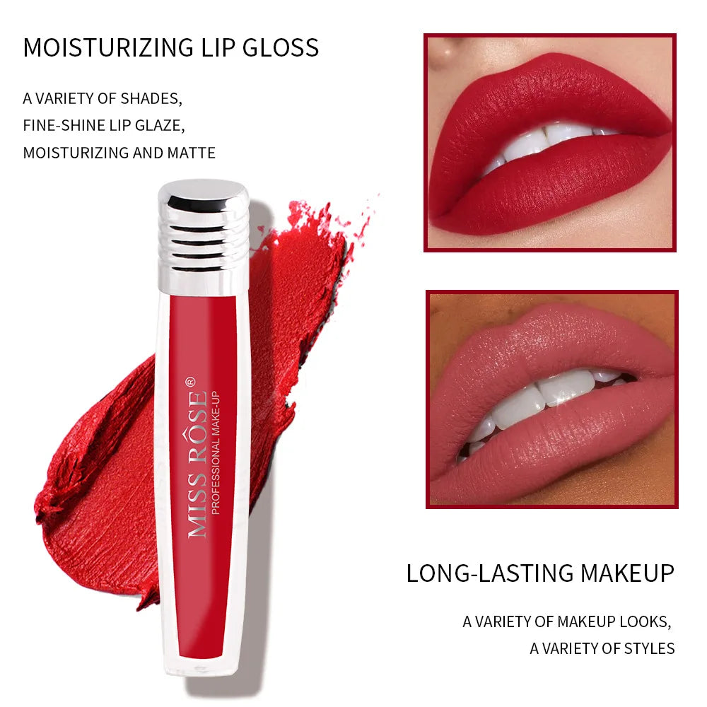 MISS ROSE Velvet Matte Longwear Lipstick & Pearl Lip Glaze Matte Lip Glaze PRIMED