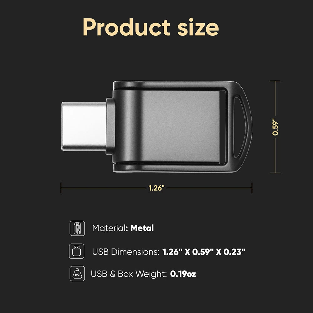 JASTER Metal Type-C USB 3.0 Flash Drive 16GB–128GB USB Flash Drive PRIMED