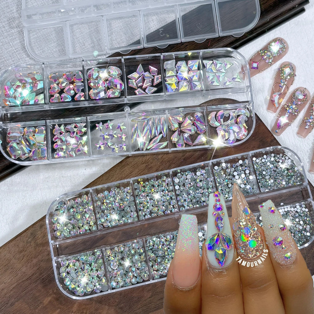 AB Sparkling Nail Rhinestones 2-Box Mixed Shapes – MAFANAILS