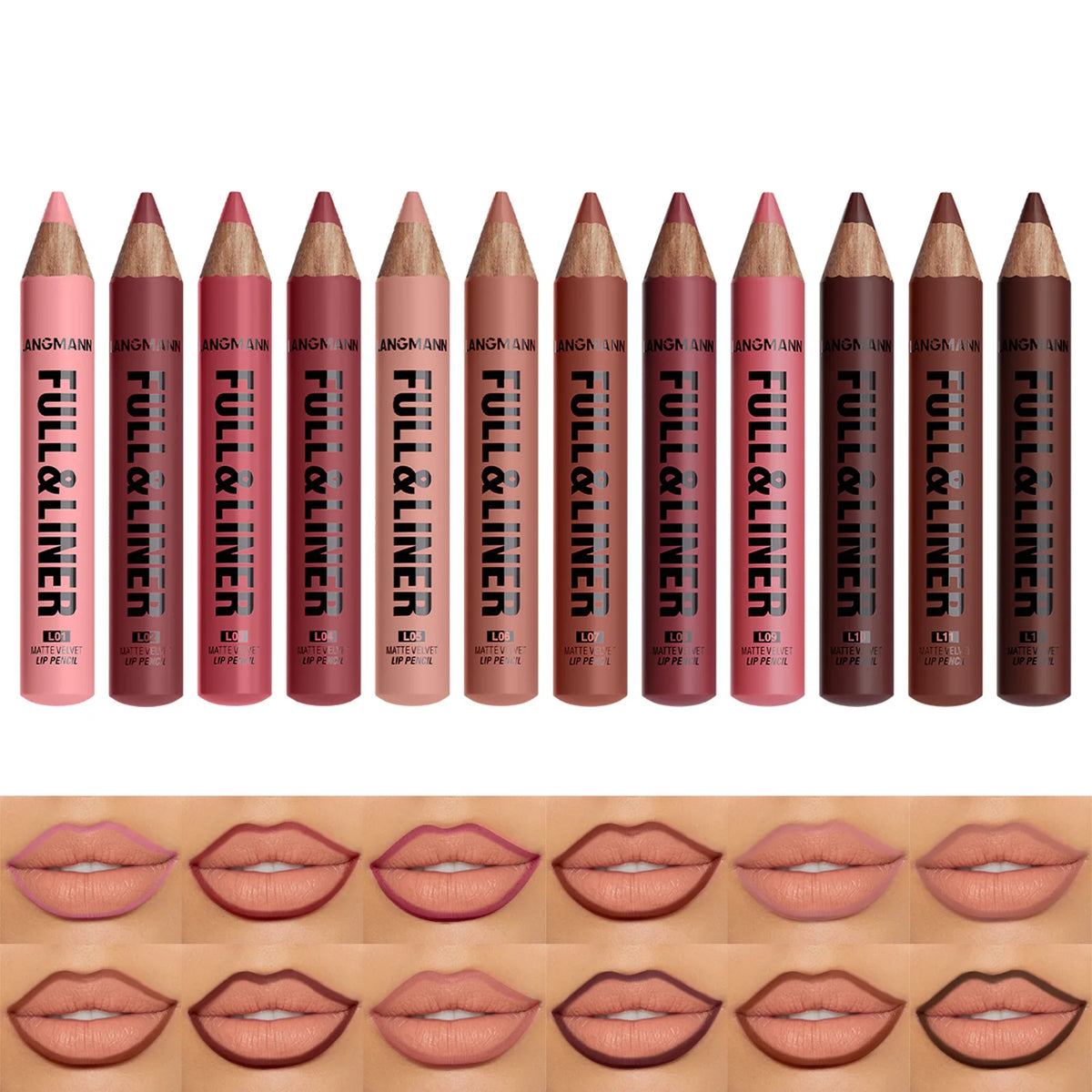 Wooden Matte Lip Liner Pencil – 12 Velvet Nude Shades